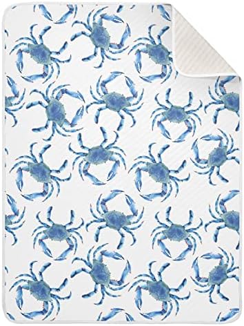 Soft Blue Crabs Swaddle Blanket for Baby - 30x40 Inches Cotton