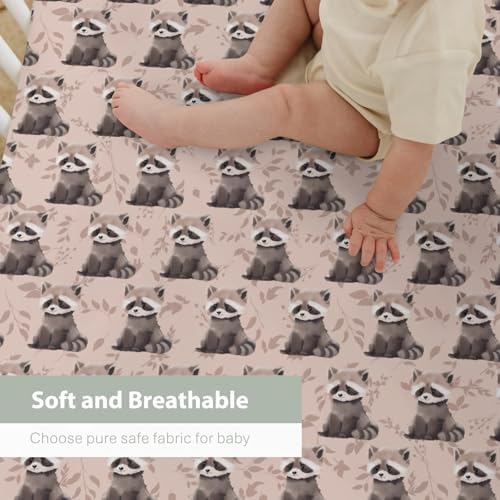 Vintage Raccoon Boho Crib Sheets 52x28 Inch