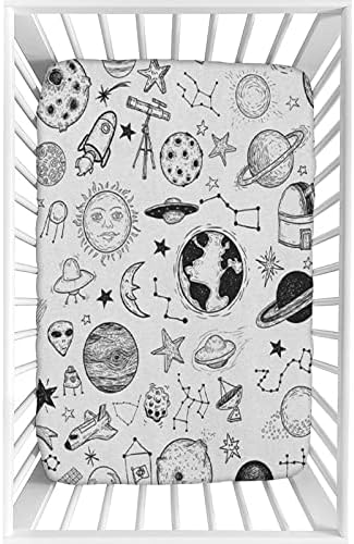 XISUNYA Decorative Crib Sheet Set - Planets Asteroids Print
