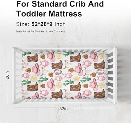 Pink Cowgirl Baby Crib Sheet 52x28 Soft Breathable