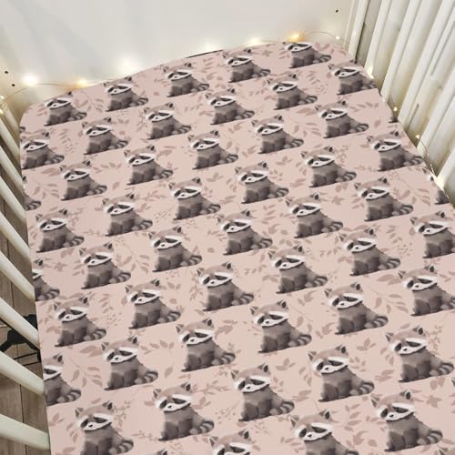 Vintage Raccoon Boho Crib Sheets 52x28 Inch