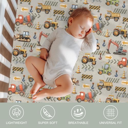 Construction Truck Crib Sheets 28x52 Soft Fitted Mattress Covers