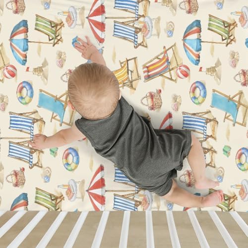 Summer Beach Baby Crib Sheets 52x28 Fitted Set