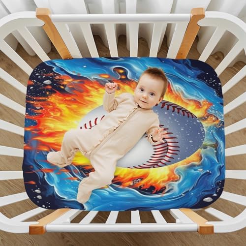 Jihqo Baseball on Fire Crib Sheets Pack N Play