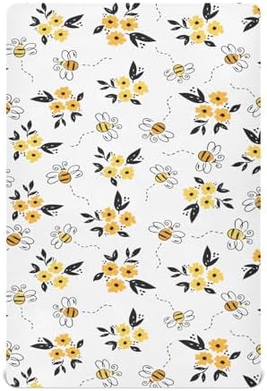 Gbjiemia Crib Sheets Bees and Flower for Boys Girls