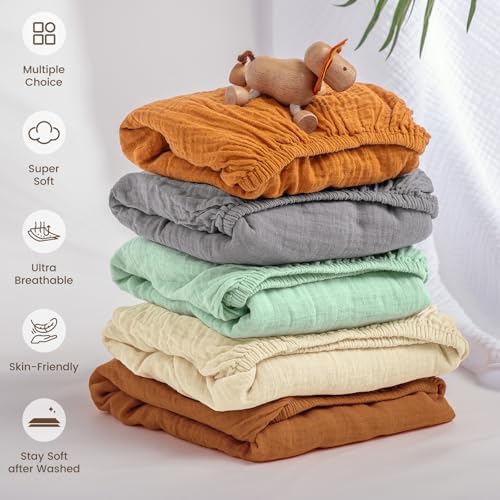 Davids Kids Muslin Crib Sheets 2 Pack Beige Ginger