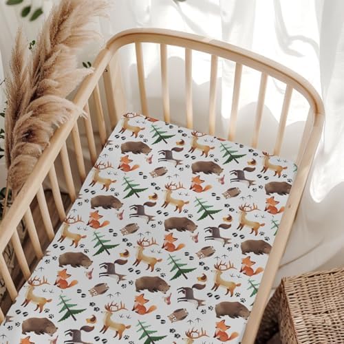 Cute Animals Crib Sheets for Boy Girl 28x52 Inch