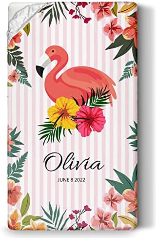 Ussunarts Flamingo Crib Sheet with Name Personalized