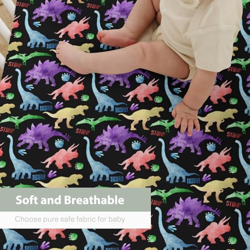 Pastel Dinosaurs Baby Crib Sheets 52x28 Inch Gender Neutral