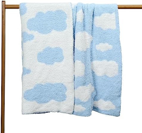 JOOJA Soft Knitted Baby Cloud Blanket 30x40 Inches Blue