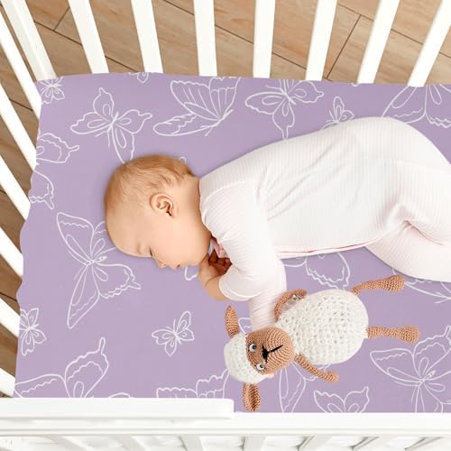 Gbjiemia Baby Crib Sheets Purple Butterfly Set