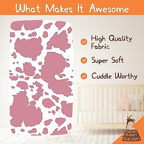 Dear Baby Gear Crib Sheets - Dusty Rose Pink Cow Hide Animal