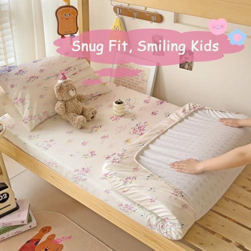 MorroMorn Crib Sheet - Pink Flowers Microfiber
