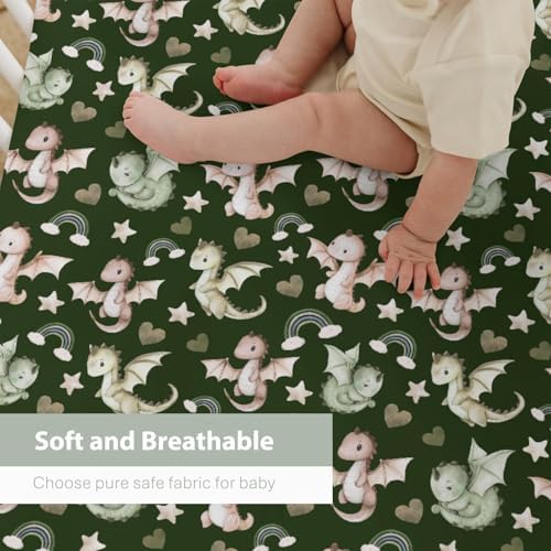 Fairytale Dragon Baby Crib Sheets 52x28 Snug Fitted