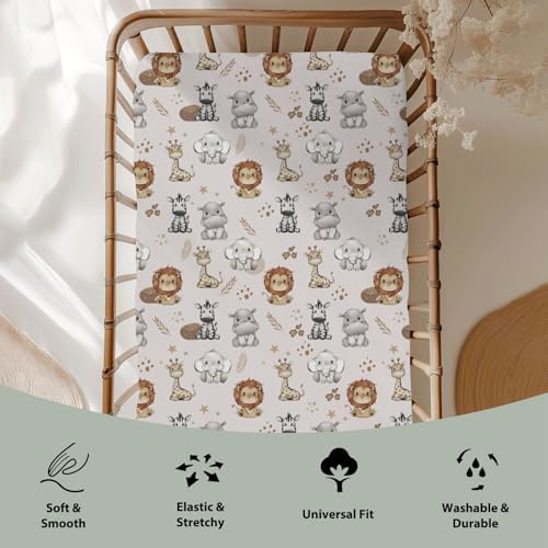 African Safari Animals Crib Sheets for Boy Girl 52x28