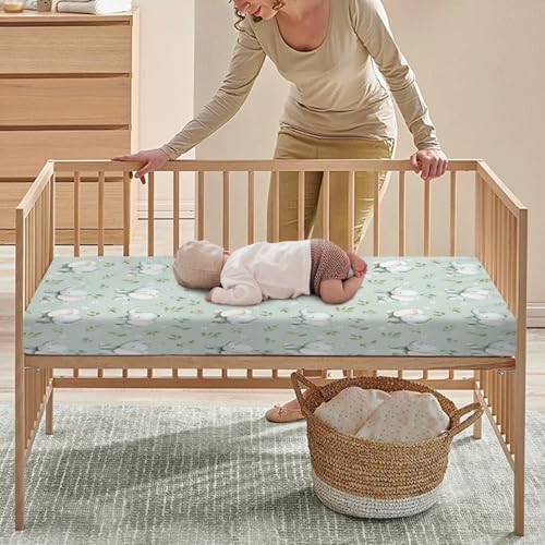Pynnlts Cute Elephant Boho Leaves Crib Sheet