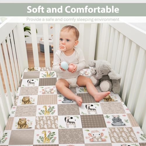Boho Safari Animals Crib Sheets for Boy Girl 52x28inch