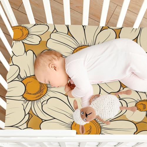 Gbjiemia Groovy Flower Crib Sheets 39x27x5in