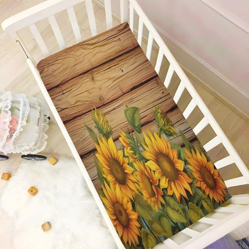 Jihqo Wooden Sunflower Crib Sheets Pack N Play 39 x 27