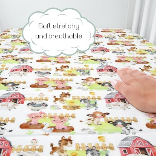 HawSkgFub Farm Animal Crib Sheet - 52x28 Neutral Design