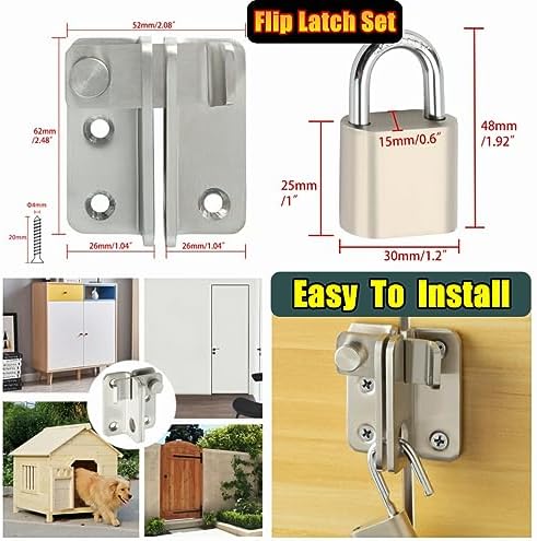Alise Flip Latch Gate Latches Set with Padlock