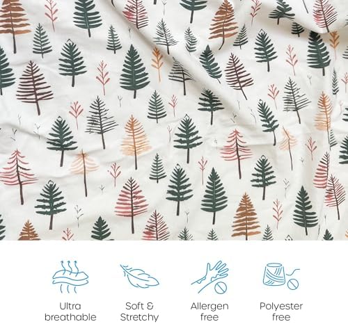 Quiggly Bassinet Sheets with Forest Tree Pattern - 2 Pack Organic Cotton