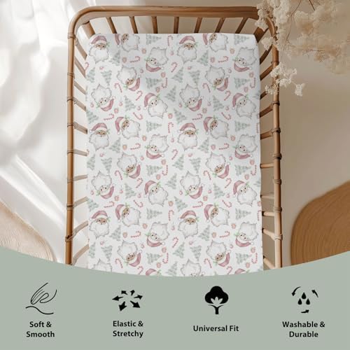 Christmas Santa Crib Sheet 52x28 for Baby Boy Girl