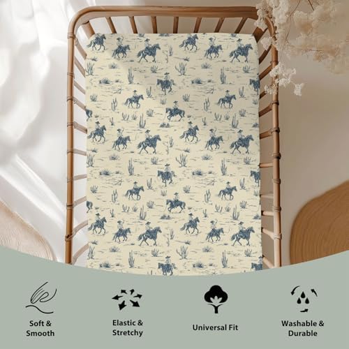 Vintage Western Cowboy Crib Sheets 28x52