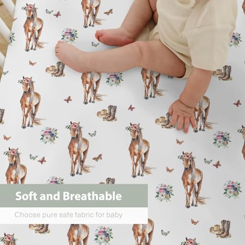 Floral Cowgirl Baby Crib Sheets 52x28 Inch