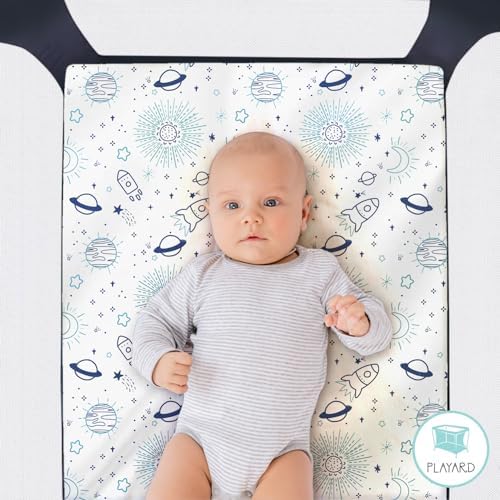 The Peanutshell 3-Pack Fitted Playard Sheets - Cosmic Design
