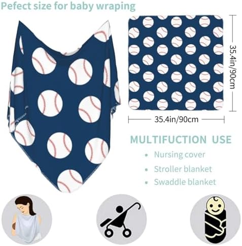 Broiteid Baseball Blue Newborn Swaddle Blanket