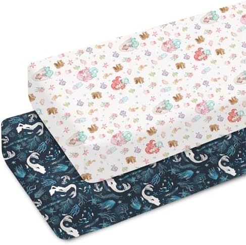 Navy Mermaids Baby Crib Sheets 52x28 Fitted 2 Pack