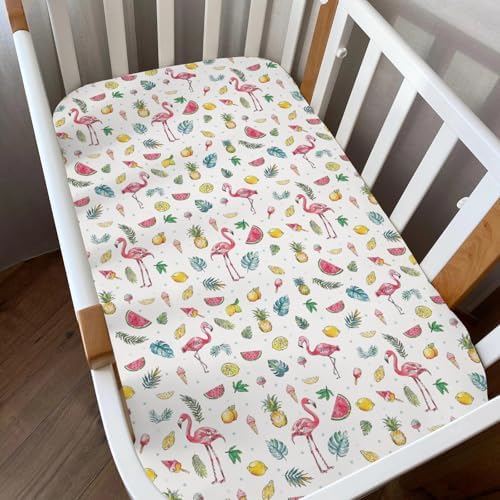Flamingo Toucan Crib Sheets 2 Pack - Soft Snug Fitted Mattress Cover