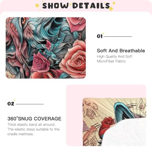 Wolf Rose Crib Sheets Pack N Play 39x27
