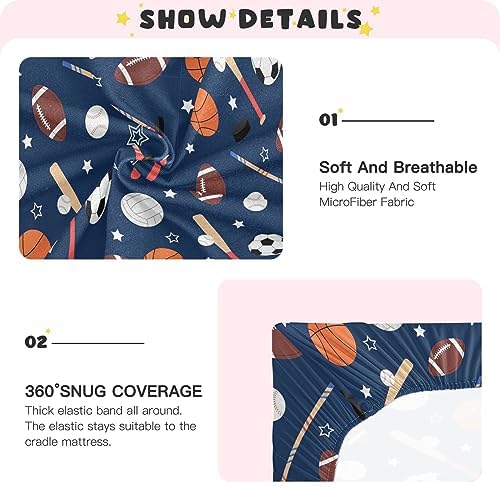 Shji Baby Crib Sheet Team Sports Design 52x28in 1
