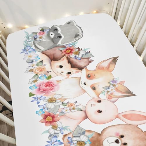 Cute Spring Animals Crib Sheets 52x28 Universal Fit