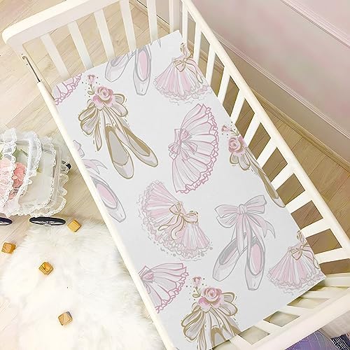 Baby Crib Sheet Ballet Shoes 52x28in Soft Breathable Fitted Cover