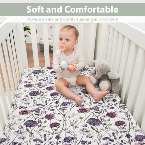 Vintage Purple Flowers Crib Sheet 52x28 Inch
