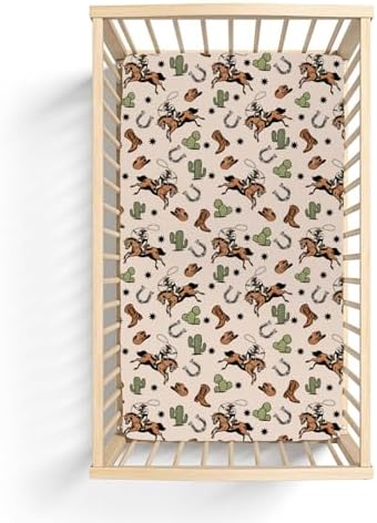 Retro Western Cowboy Crib Sheets 52x28 Inch