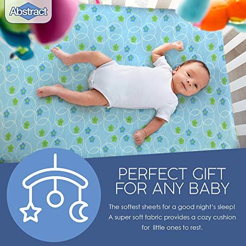 Abstract Jersey Cotton Cradle Sheets - 18x36 Fitted 6 Deep Pocket - Floral Blue