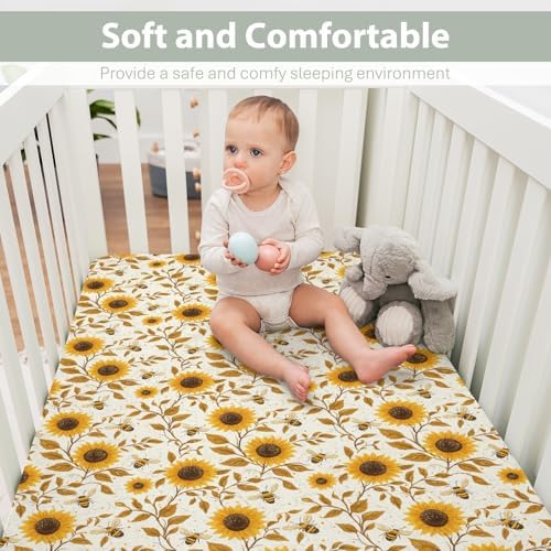 Vintage Sunflowers Bees Crib Sheets 52x28