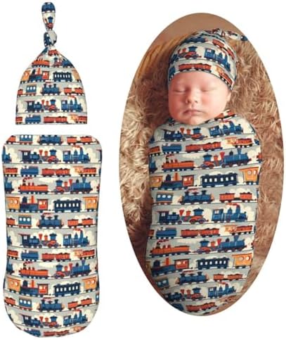 Muishi Funny Cartoon Steam Train Baby Swaddle Blanket Set
