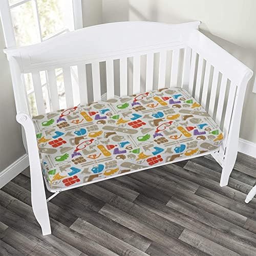 XISUNYA Decorative Crib Sheet Set 28x52 Skates Gloves Winter Print