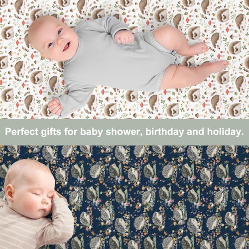 Cute Hedgehogs Crib Sheets 2 Pack - Soft Snug Fitted 52x28 Inch