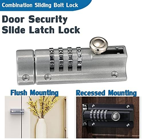 VRESOURCING Combination Door Slide Latch Lock with 4 Digit Pin Code