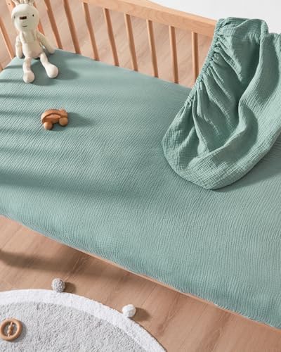 JELLYMONI Soft Muslin Crib Sheets 2 Pack