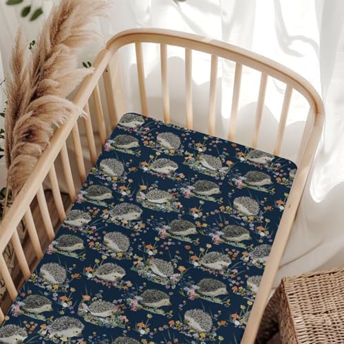 Happy Hedgehogs Cartoon Crib Sheets 28x52