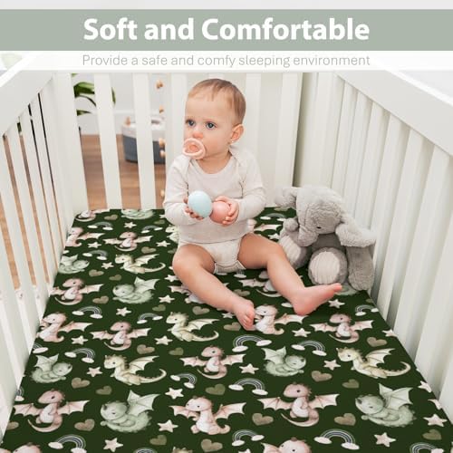 Fairytale Dragon Baby Crib Sheets 52x28 Snug Fitted