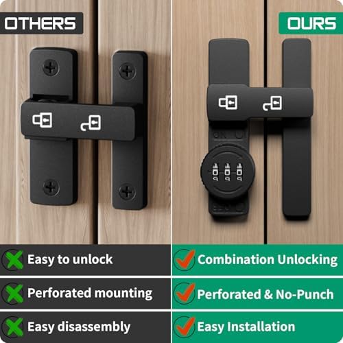 Tshiwort Barn Door Lock Latch with Luminous Design