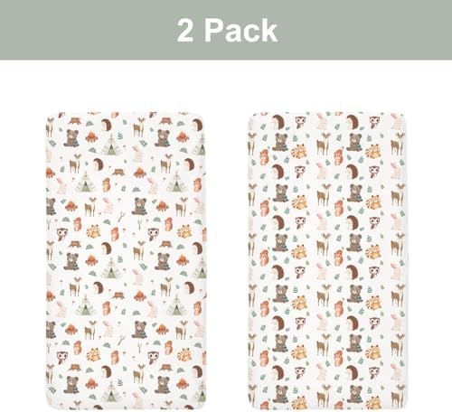Camping Animals Baby Crib Sheets 52x28In 2 Pack